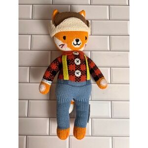 Cuddle Kind Wyatt the Fox Plush Toy Lumberjack Outfit Knitted Stuffed Animal